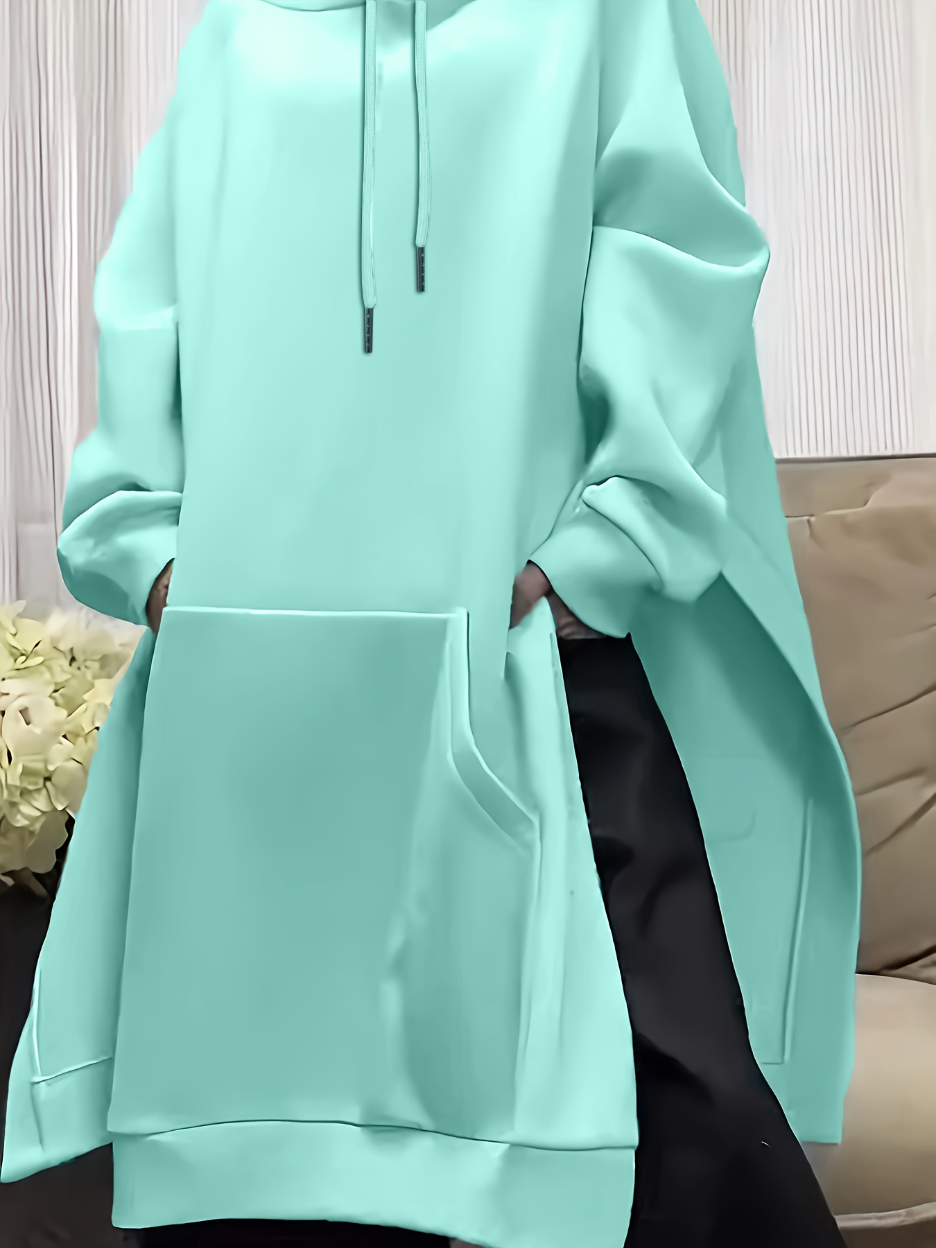 Women'S Fashion Hoodie - Plus size long sleeve solid color