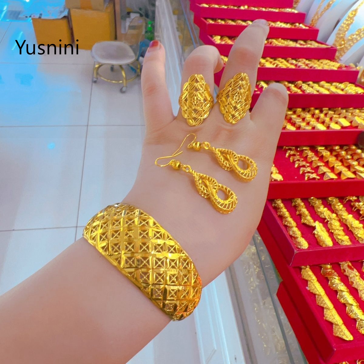 Women'S Fashion Rings Gold - New French Dubai High end 24K