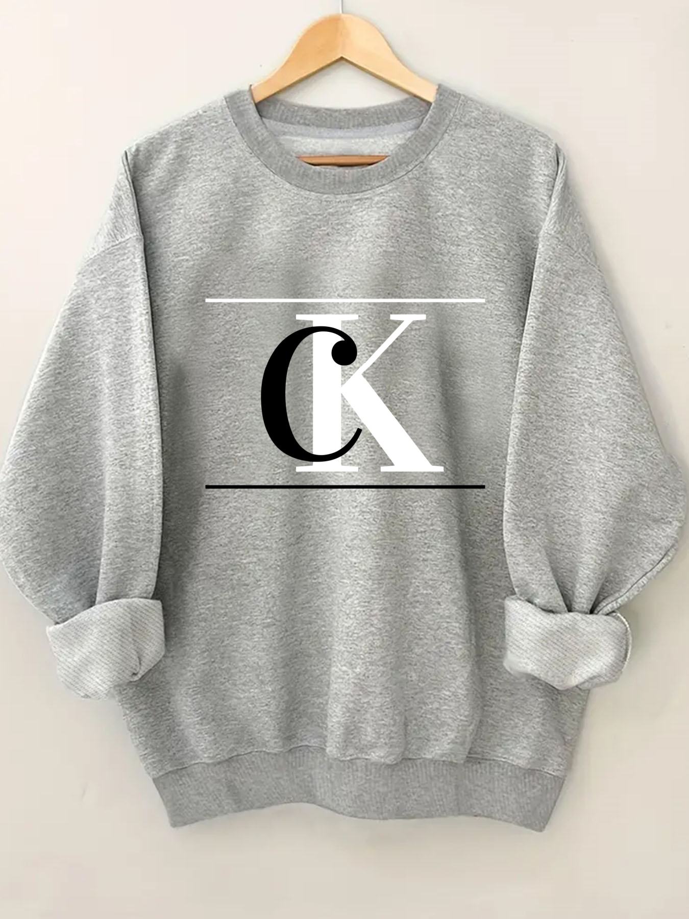Women'S Fashion Hoodie - Fashionable Geometric Letter Print round Neck