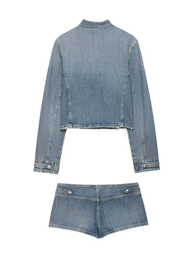 Women'S Fashion Denim Jacket - HH Women Shorts Suit Versatile Splicing