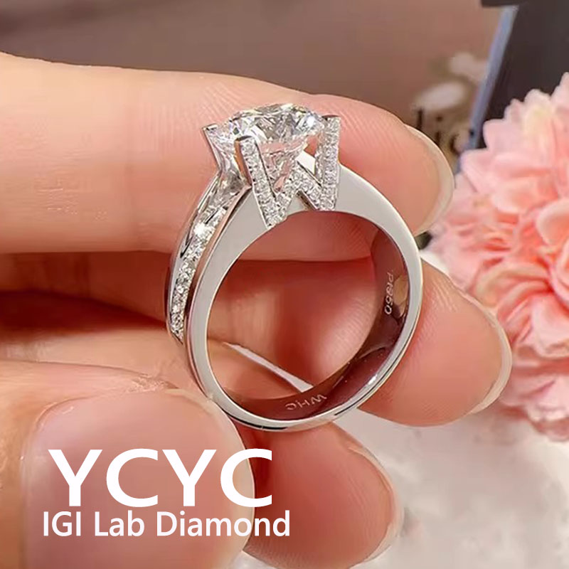 Women'S Fashion Rings Gold - Round D Color CVD Lab Grown