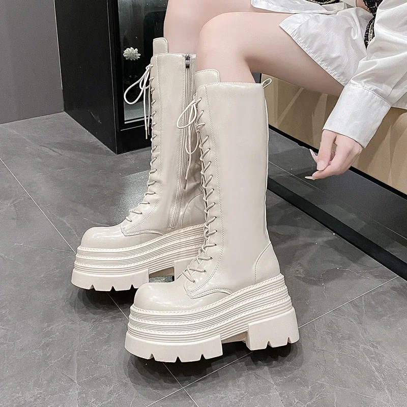 Women'S Fashion Leather Boots - 10CM New Women's Roman Long Boots
