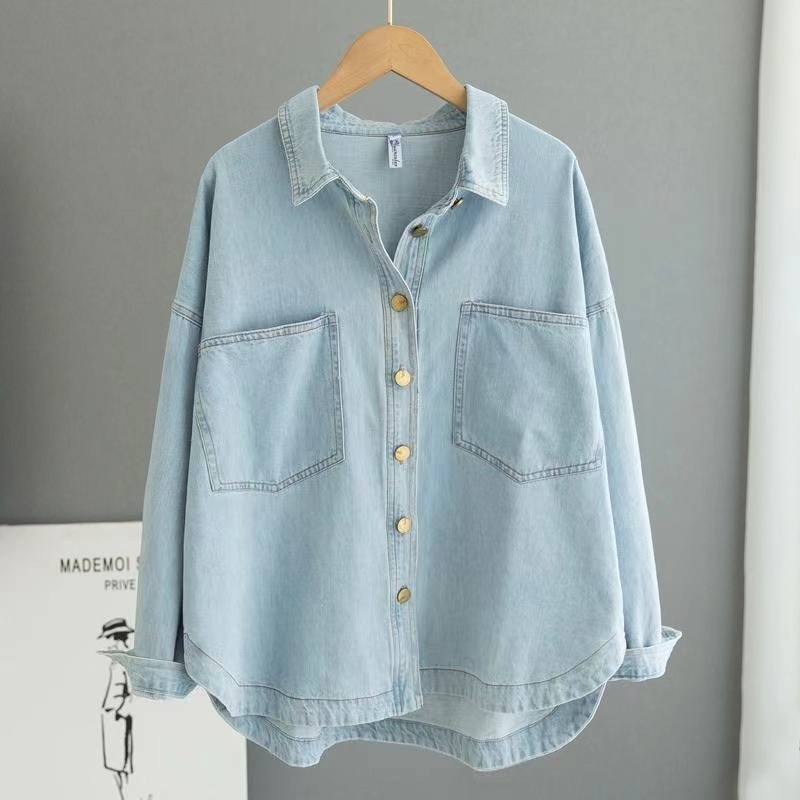 Women'S Fashion Denim Jacket - Women's Shirt Spring Autumn Korean Denim