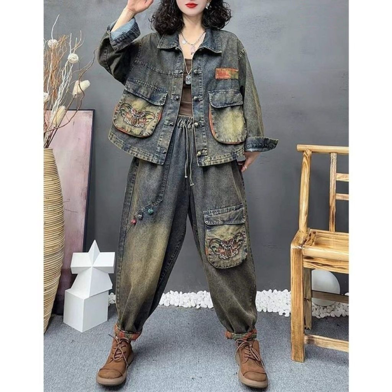 Retro Fashion Embroidered Cowb - Women'S Fashion Denim Jacket recension och pris