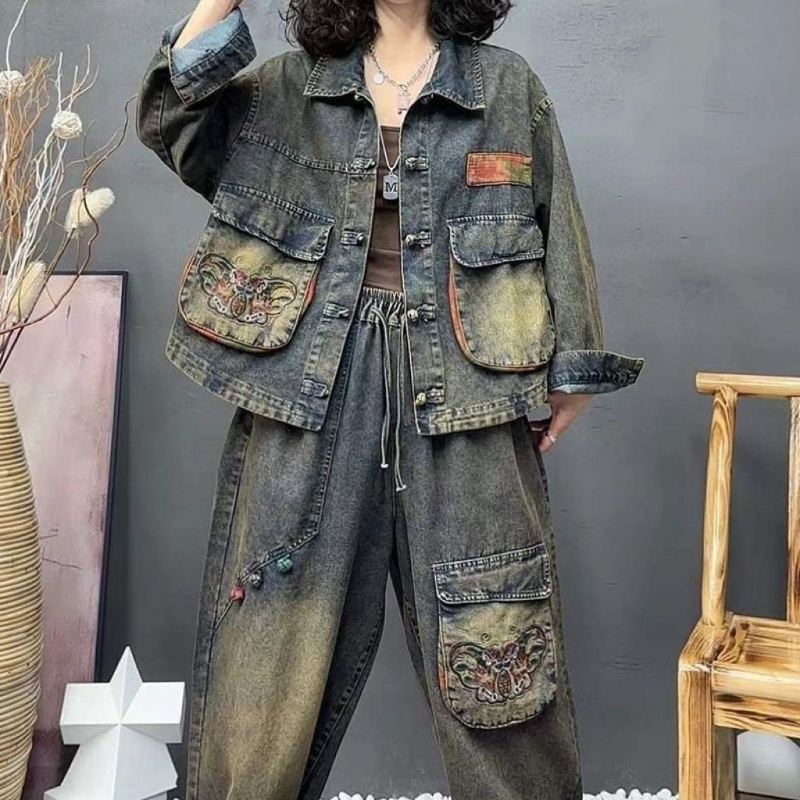 Retro Fashion Embroidered Cowb - Women'S Fashion Denim Jacket recension och pris