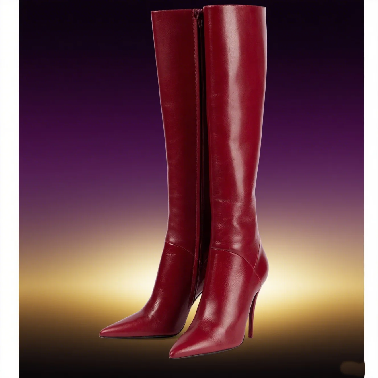 Matte Leather Knee High Boots  - Women'S Fashion Leather Boots recension och pris