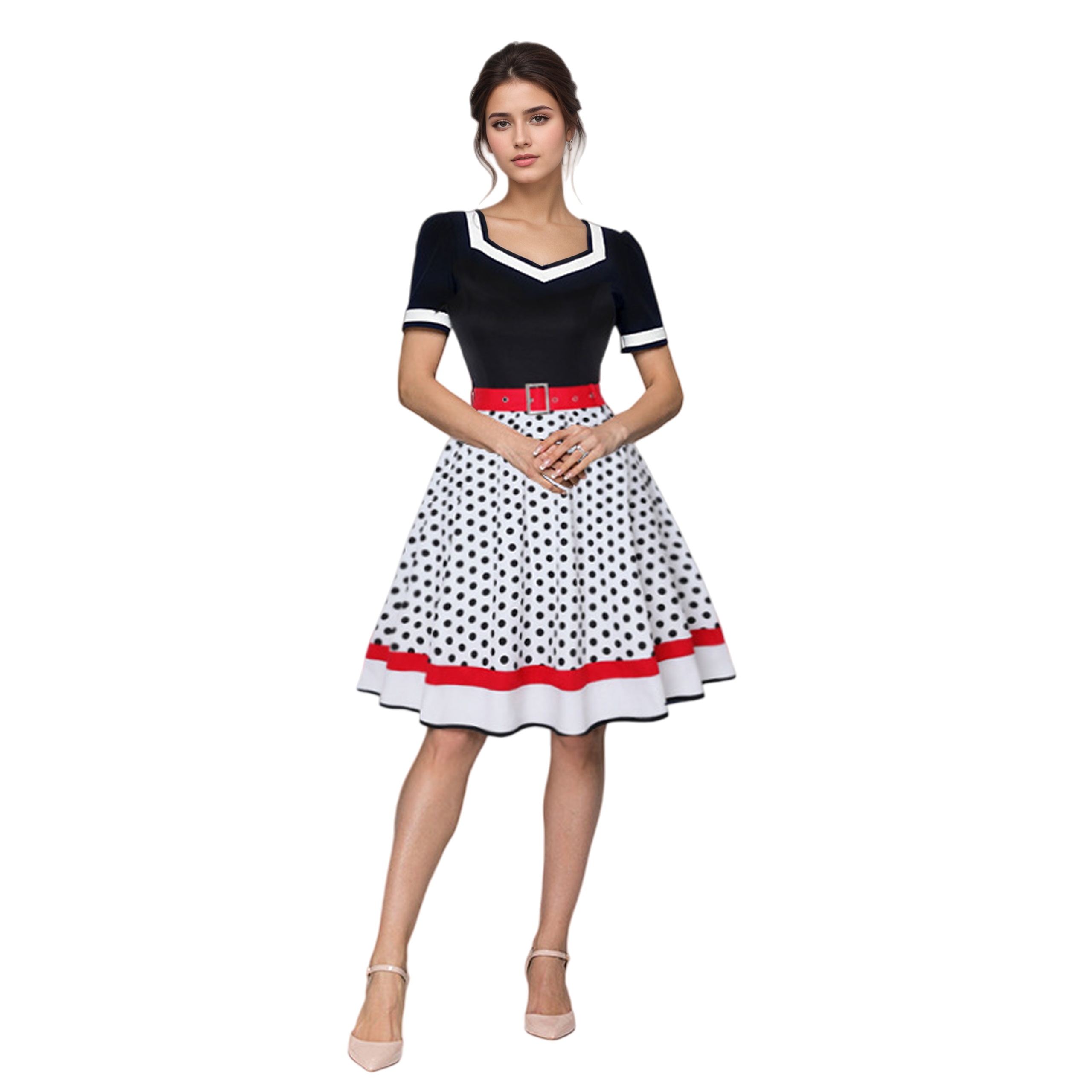 Vintage V-Neck Short Sleeve Sw - Women'S Fashion Of The 50S recension och pris