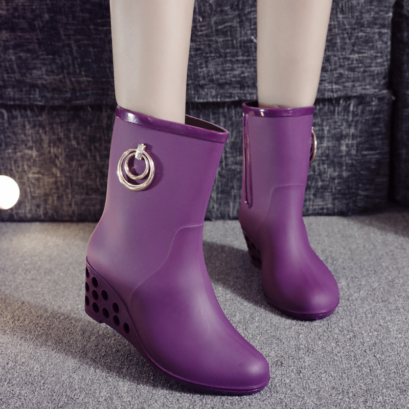 Korean Style Wedges Mid Tube R - Women'S Fashion Rain Boots recension och pris