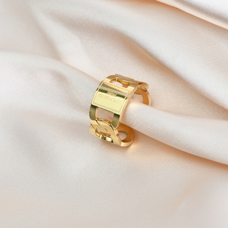 Trendy Gold Titanium Steel Ope - Women'S Fashion Rings Gold recension och pris