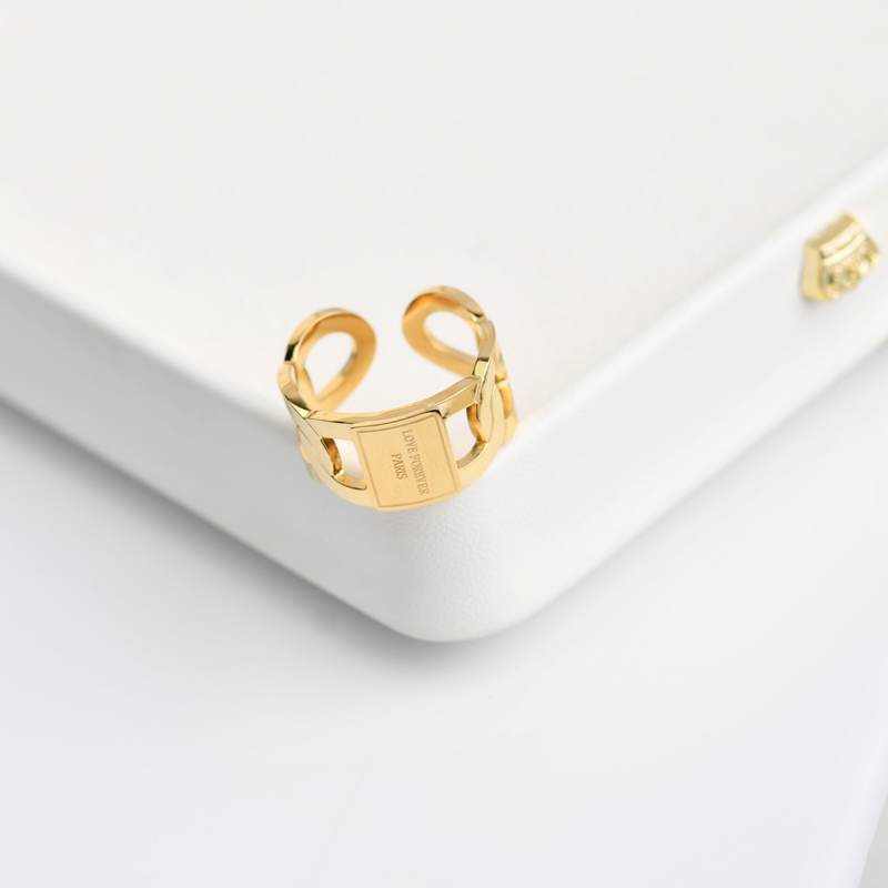 Trendy Gold Titanium Steel Ope - Women'S Fashion Rings Gold recension och pris