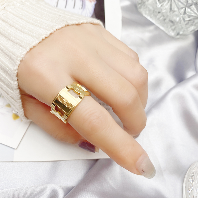 Trendy Gold Titanium Steel Ope - Women'S Fashion Rings Gold recension och pris
