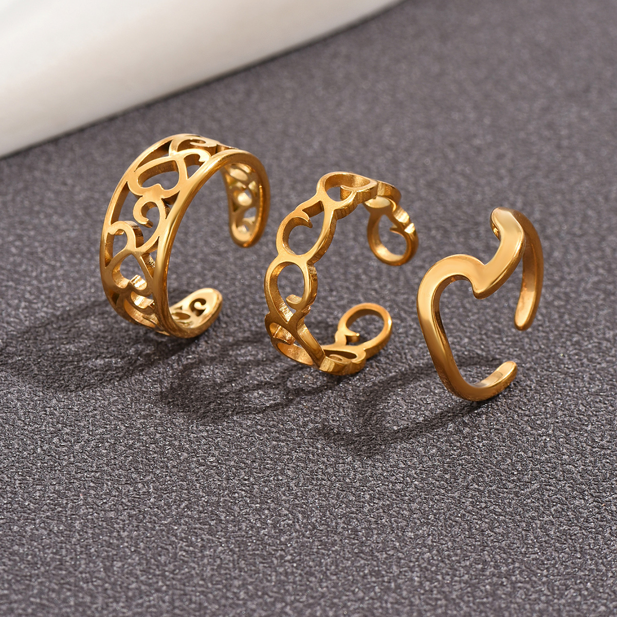 3PC Filled Toe Rings Set for W - Women'S Fashion Rings Gold recension och pris