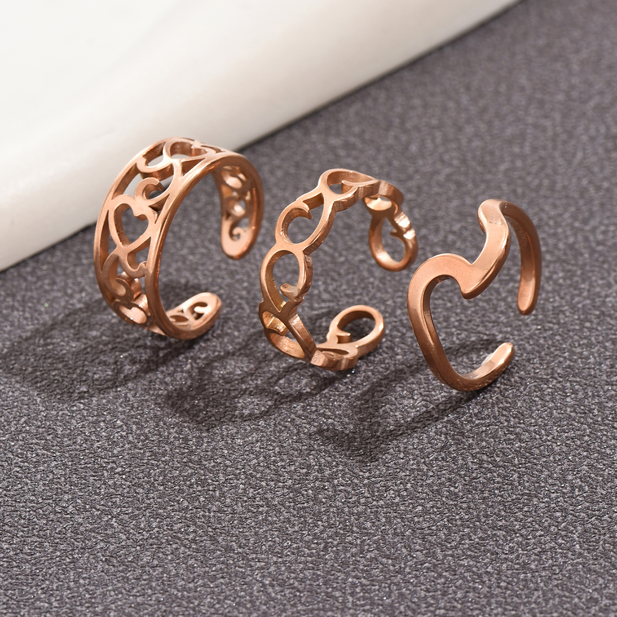 3PC Filled Toe Rings Set for W - Women'S Fashion Rings Gold recension och pris