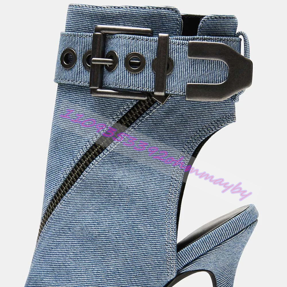 Summer Blue Denim Pointed-Toe  - Women'S Fashion Leather Boots recension och pris