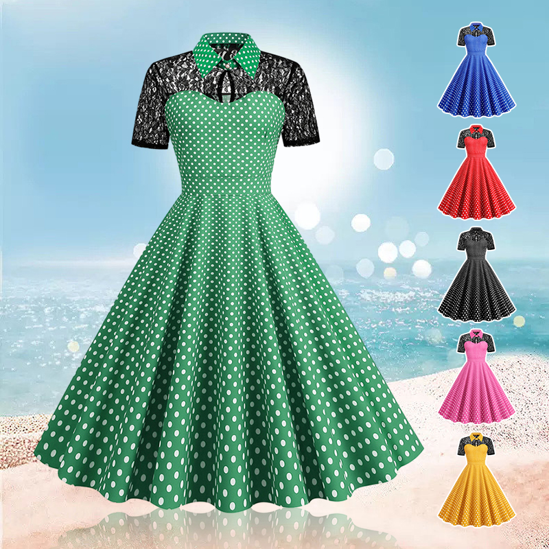 Polka Dot Printed Vintage Larg - Women'S Fashion Of The 50S recension och pris