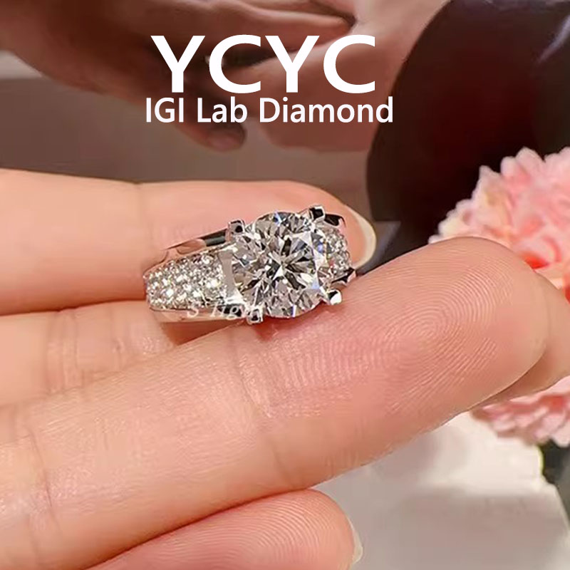 Round D Color CVD Lab Grown Di - Women'S Fashion Rings Gold recension och pris