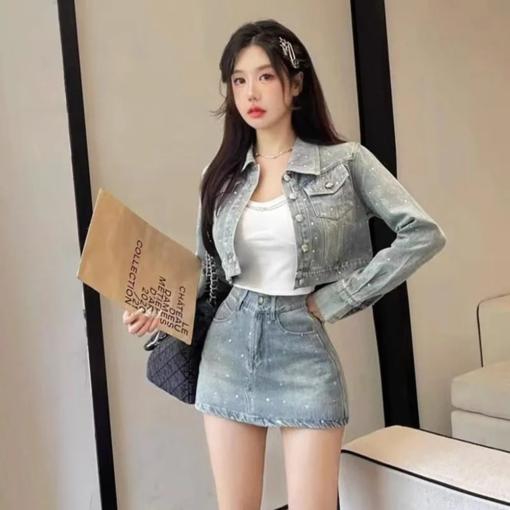 Korean Fashion Diamond Tempera - Women'S Fashion Denim Jacket recension och pris