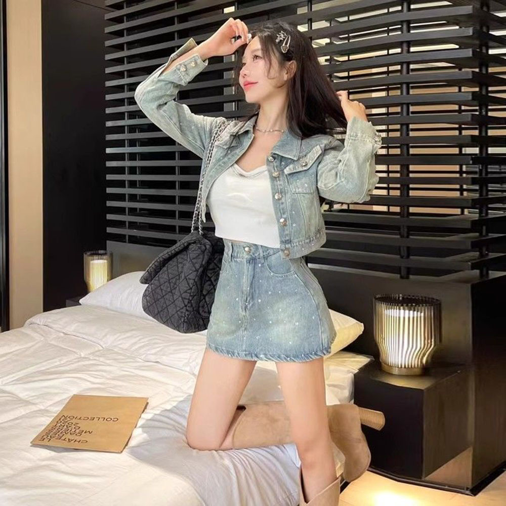 Korean Fashion Diamond Tempera - Women'S Fashion Denim Jacket recension och pris