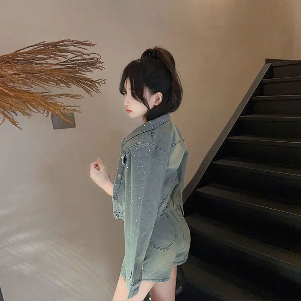 Korean Fashion Diamond Tempera - Women'S Fashion Denim Jacket recension och pris