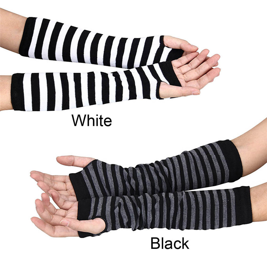 Women Long Sleeve Gothic Strip - Women Fashion Gloves recension och pris
