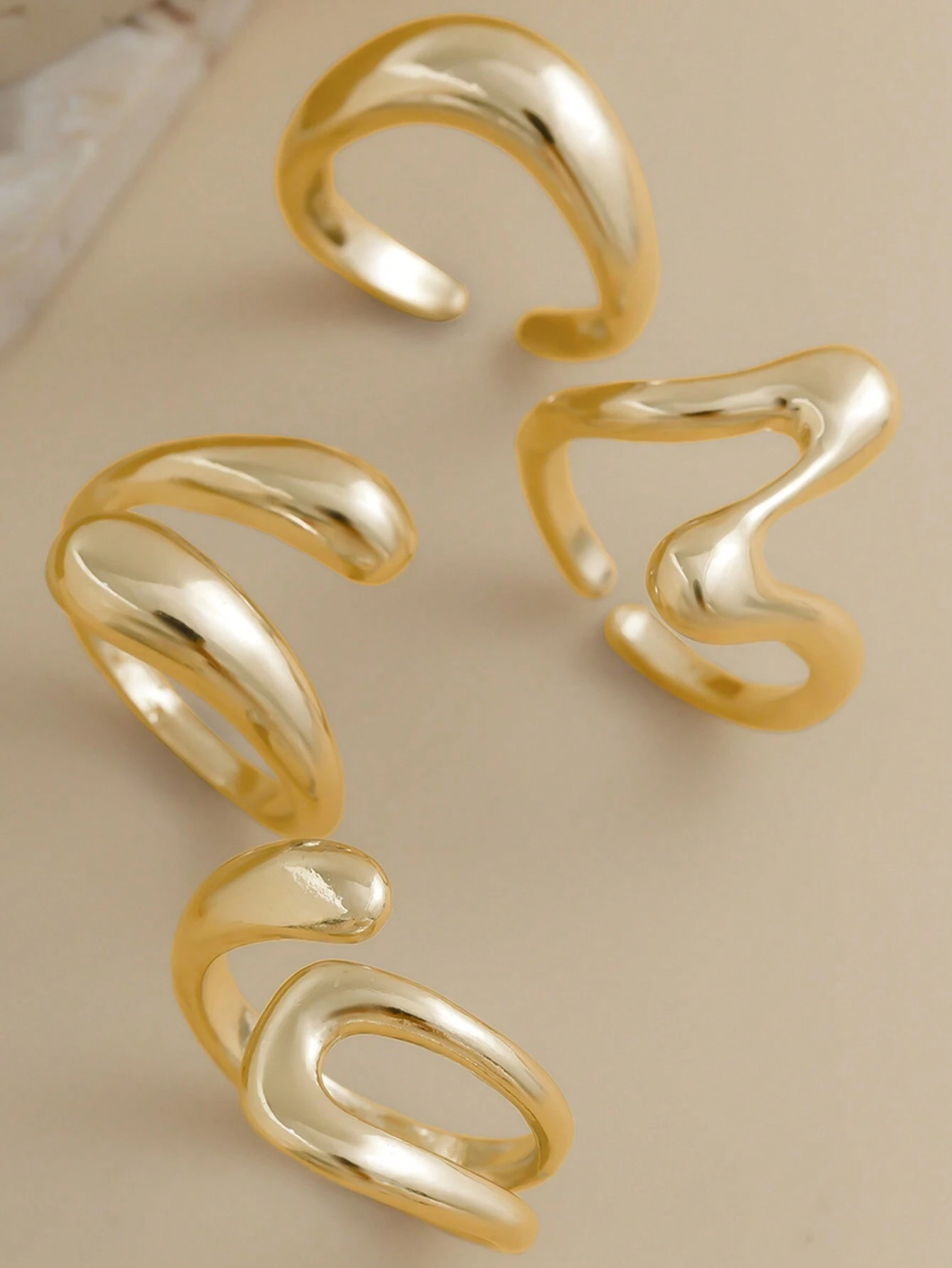 4pcs Abstract Liquid Shape Adj - Women'S Fashion Rings Gold recension och pris